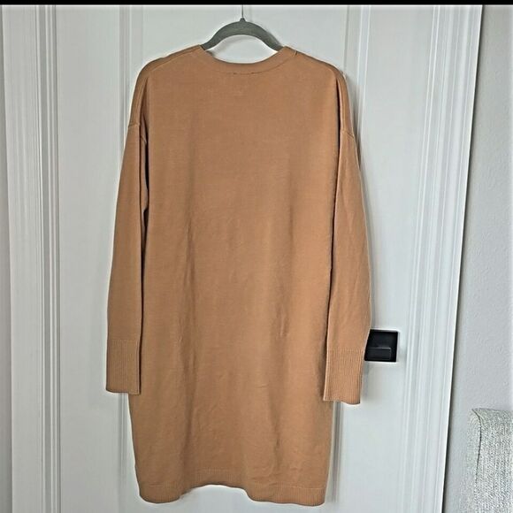 Express Factory Dark Camel Tan Open Front Long Cardigan - Size Small - Picture 2 of 8